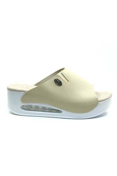 KOCAMANLAR Aryan 100-962 D.R Recommended Air Sole Orthopedic Women's Slippers Beige