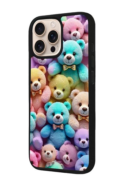 Aksel Kılıf Apple iPhone 16 Pro Compatible Printed, Matte Black, Soft Silicone, Protective, Shock Absorbing Cover, Case