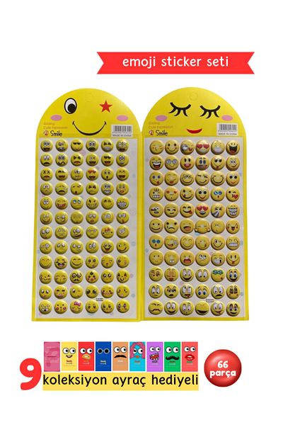 Pembe Pasaj Emoji Sticker Set - Embossed Emoji Sticker Set - Smiley Face Sticker for Teachers