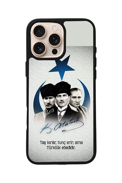 Aksel Kılıf Apple iPhone 16 Pro Compatible Printed, Matte Black, Soft Silicone, Protective, Shock Absorbing Cover, Case