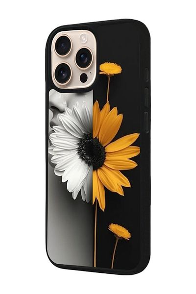 Aksel Kılıf Apple iPhone 16 Pro Compatible Printed, Matte Black, Soft Silicone, Protective, Shock Absorbing Cover, Case