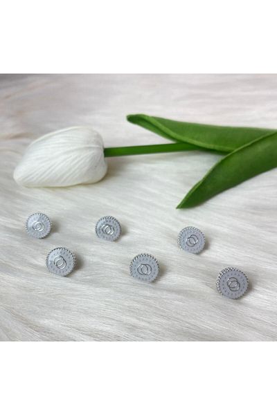 BİGÜMEX Silver Detailed White Shiny Button (18Size) 11mm-10 Pieces
