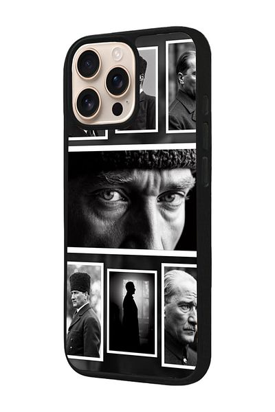 Aksel Kılıf Apple iPhone 16 Pro Compatible Printed, Matte Black, Soft Silicone, Protective, Shock Absorbing Cover, Case