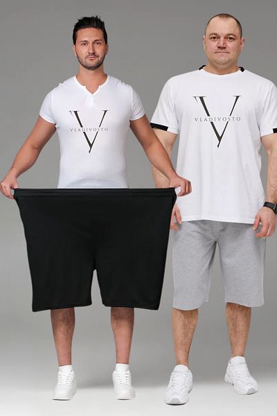 vladivosto Capri Plus Size Oversized Fit Oversize Baggy Extra Loose Bermuda Shorts Black Gray