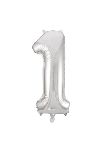 tedaks 1 Piece 34 Inch 85 cm Silver Foil Balloon Helium Balloon 1 Year Old Balloon 1 Number Balloon