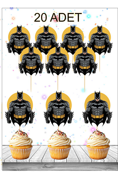 Atölye Doruk 20 ADET Batman Doğum Günü Pasta Kürdanı-Pasta Süsü Parti-Kahrama...