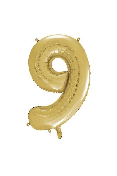 tedaks 1 Piece 34 Inch 85 cm Gold Foil Balloon Helium Balloon 9 Year Old Balloon 9 Number Balloon