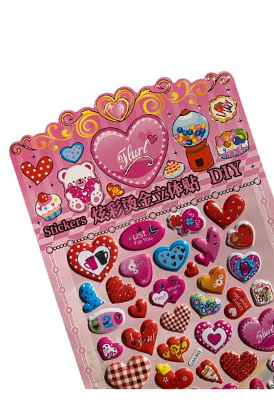 Pembe Pasaj Heart Sticker - Embossed Sticker for Children