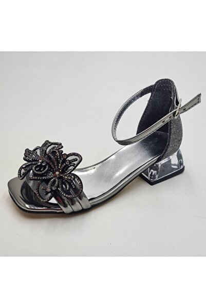 Tarz Çocuk Girl's Heeled Silver Evening Dress Shoes