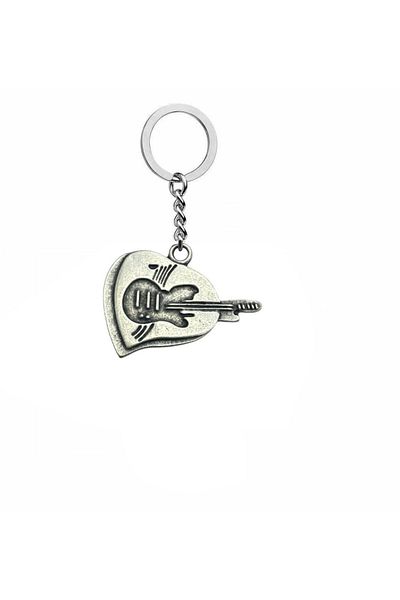 Herşey Nota Guitar Note Heart Metal Keychain – Music Themed Unisex Accessory
