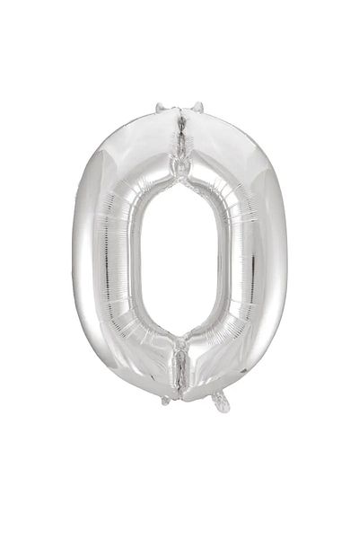 tedaks 1 Piece 34 Inch 85 cm Silver Foil Balloon Helium Balloon 0 Age Balloon 0 Number Balloon