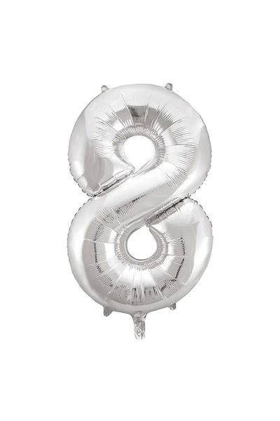 tedaks 1Pcs 34 Inch 85cm Silver Foil Balloon Helium Balloon 8 Years Old Balloon 8 Number Balloon
