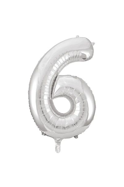 tedaks 1Pc 34 Inch 85 cm Silver Foil Balloon Helium Balloon 6 Years Old Balloon 6 Number Balloon