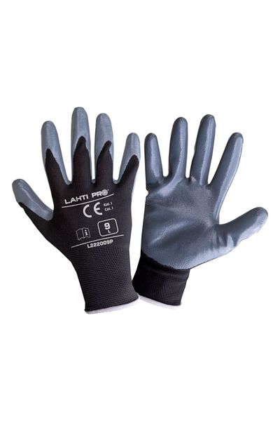 Lahti Pro Nitrile Glove With Polyester / Grey-Black - 8