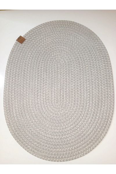 AZR HOME DESİGN Jute Rope Handmade 6 Pieces Oval Silver Gray Supla Supla Set