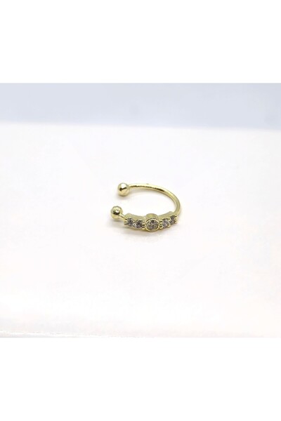 Set 925 Gümüş Sıkıştırmalı, Fake, Deliksiz, Ayarlanabilir Zirkon Taşlı Halka ...