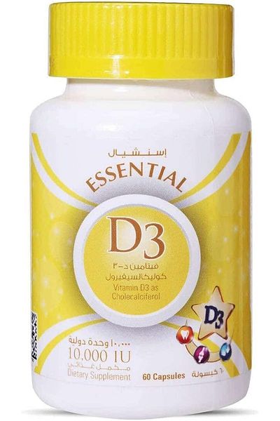 Family Essentials Vitamin D3 Capsules, 10000 IU, 60 Pieces, Essentials D3