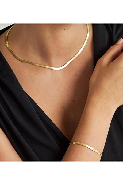 demirosa Ezme Italian Chain Steel Necklace and Bracelet Set