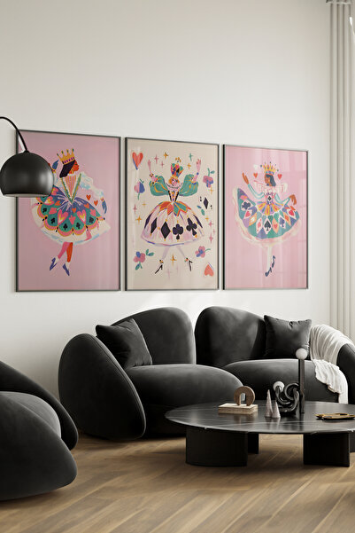 Home 3'lü Dans Eden Kalpler Kraliçesi, Genç odası Dekoru, Oturma Odası Tablo, Çerçevesiz Poster seti