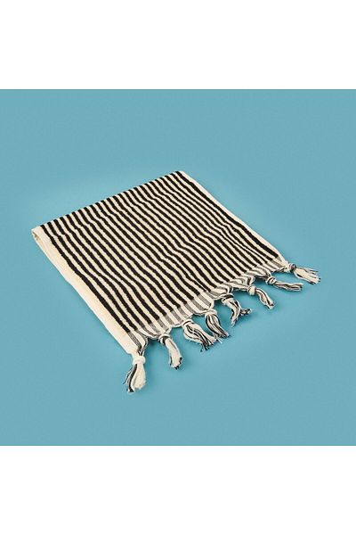 MATMEL Soft Helga Hand Towel - Ecru / Black - 30X50 cm