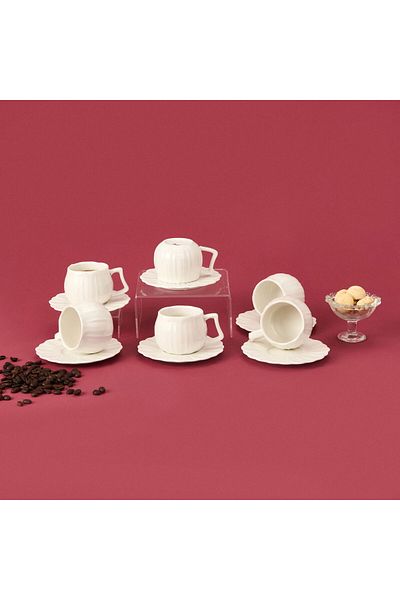 MATMEL Papatya 12 Piece Porcelain Coffee Cup Set - White