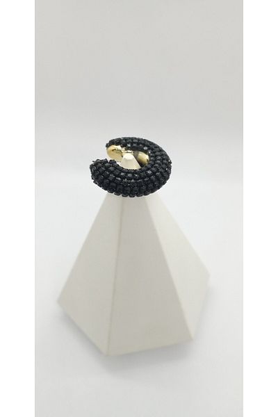 ndjewelry Black Color Shiny Stone Earcuff
