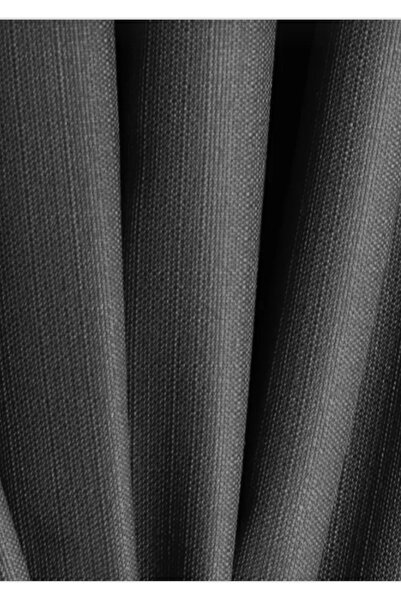 CEMRE PERDE Fon Keten Antrasit Gri 1/3 Sık Pile (Tavan Braçöl Süs Hediye)