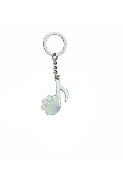 Herşey Nota Metal Keychain with Left Hand Switch Paw Figure – Music and Animal Themed Unisex Product