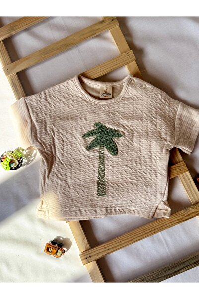 HEPSİ BEBEK 100% Organic Cotton Palm Embroidered Summer Baby Set of 2 – Embroidered Top & Shorts