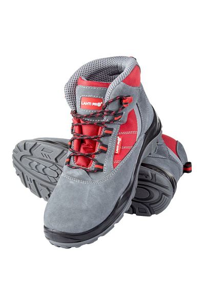 Lahti Pro Bocanc Piele-Intoarsa-Tesut / Gri-Rosu (S1Psrc) - 43