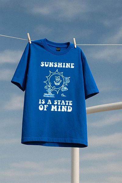 Eazy Co Eazy Saks Blue Sunshine Unisex Extra Oversize Printed Short Sleeve T-shirt