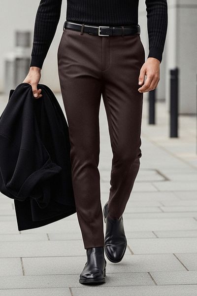 Trendyol Collection Καφέ Slim Fit Ιταλικό Παντελόνι Chino Fabric TMNAW23PL00034