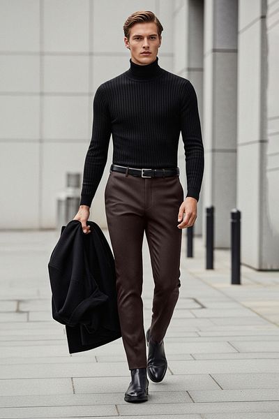 Trendyol Collection Καφέ Slim Fit Ιταλικό Παντελόνι Chino Fabric TMNAW23PL00034
