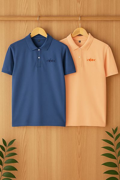 Trendyol Collection Indigo-Pink 2 Pack Regular/Normal Cut Embroidered Polo Neck T-Shirt Tmnss25Po00022