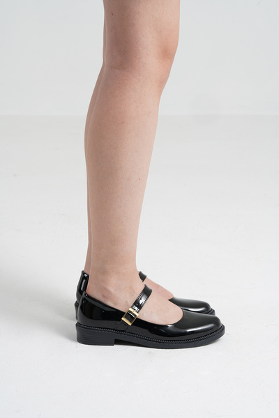 Beyond Kadın Siyah Rugan Bantlı Loafer Babet Ayakkabı 2,5cm Byndlfrk11