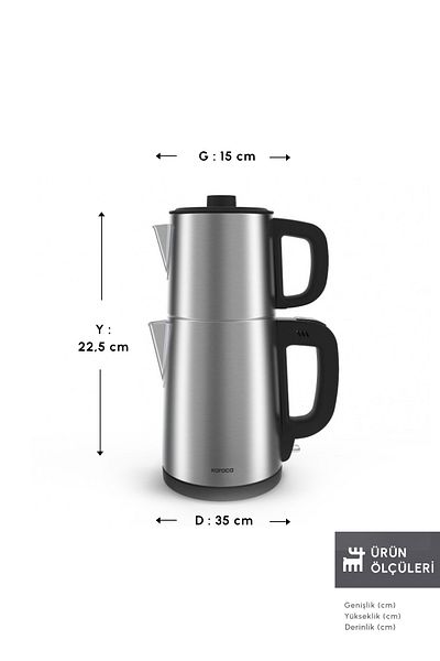 Karaca Teabig XL 2 in 1 Steel Tea Maker and Water Heater Inox