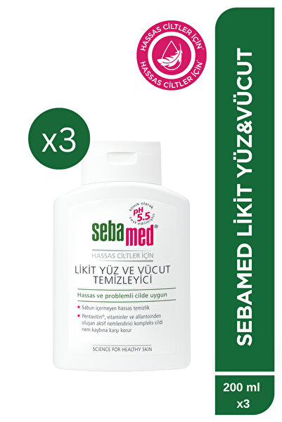 Sebamed Yüz ve Vücut Temizleyici Likit 200 ml x 3 Adet