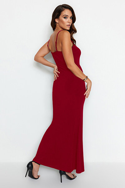 Trendyol Collection Rugalmas piros Maxi Bodycon pántos ruha - TWOSS23EL02435
