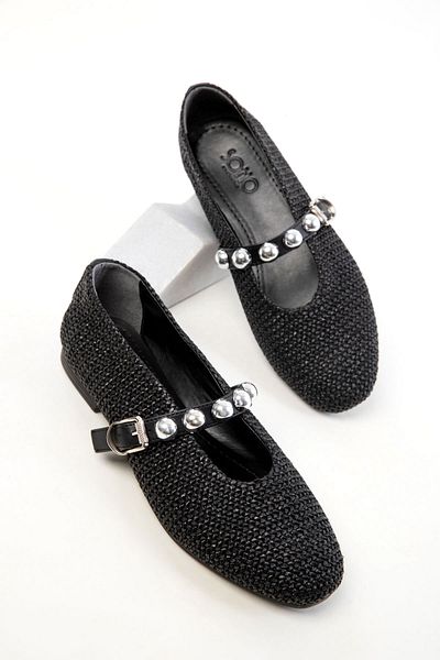 SOHO 20485 Black Straw Women's Ballerinas