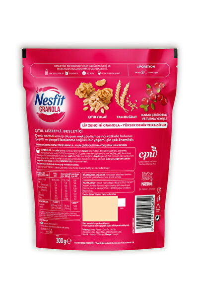 Nesfit Nesfit Granola 300gr Kabak Çekirdeği ve Turna Yemişli x2