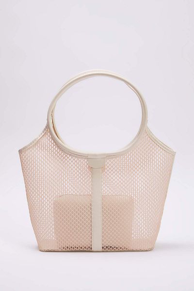 TRENDYOL SHOES Nude Mesh Detaillierte Puppy Damen Maxi Tote Umhängetasche TAKSS25OC00075