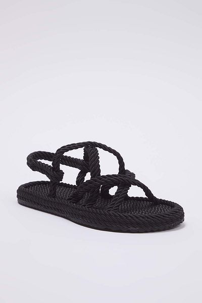 TRENDYOL SHOES Dámské slaměné sandály s černým křížovým páskem TAKSS25SD00056