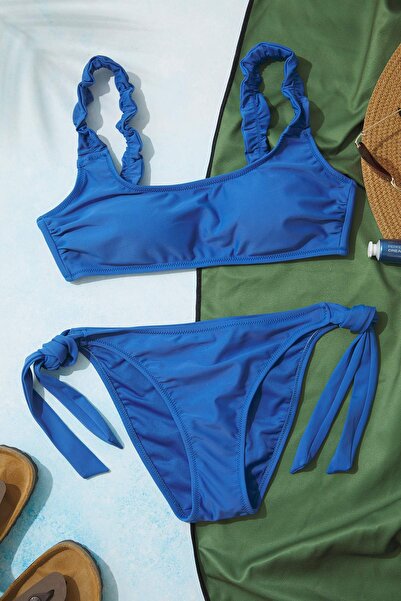 Trendyol Collection Μπλε μπικίνι με λαιμόκοψη TBESS25BU00027