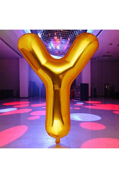 Kuzey Vip High Quality 1 Meter Gold Y Letter Foil Balloon Gold Y Letter Balloon Suitable for Helium Gazina Flying Balloon