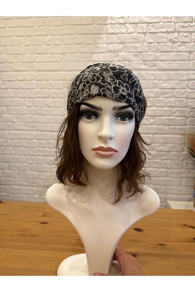 SOS S.O.S Hair Tape Gray Black Print Patterned