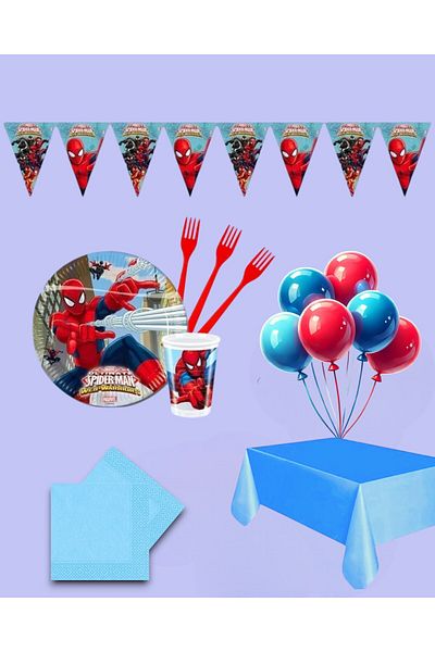 Evabrite Spiderman Set for 8 People Birthday Party Supplies