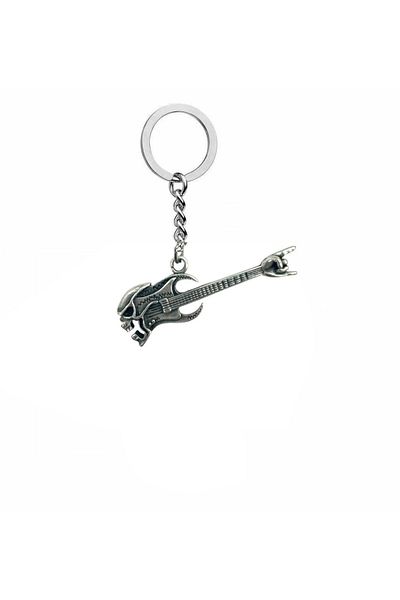 Herşey Nota Ss Guitar Metal Keychain – Zamak Plated, Music Themed - Unisex