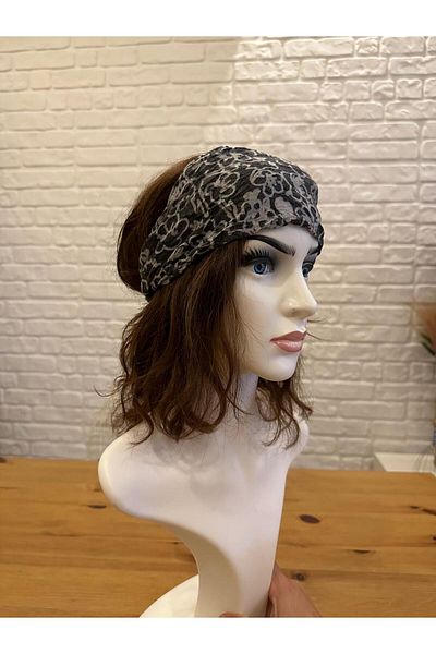 SOS S.O.S Hair Tape Gray Black Print Patterned