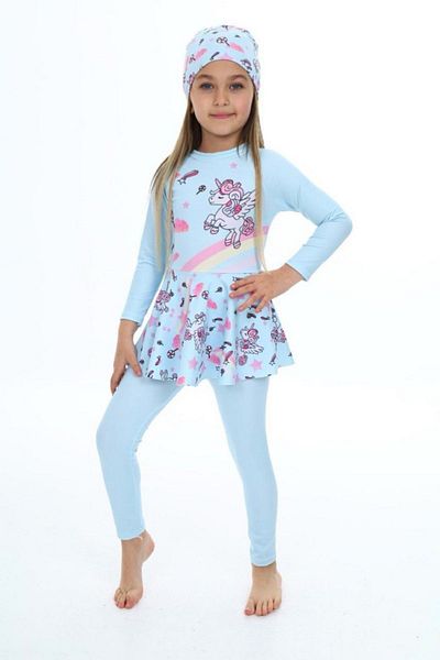 PODİUM GİYİM Costum de baie pentru fete cu modele de protecție UV pentru sezon nou Costum de baie pentru fete Hashema