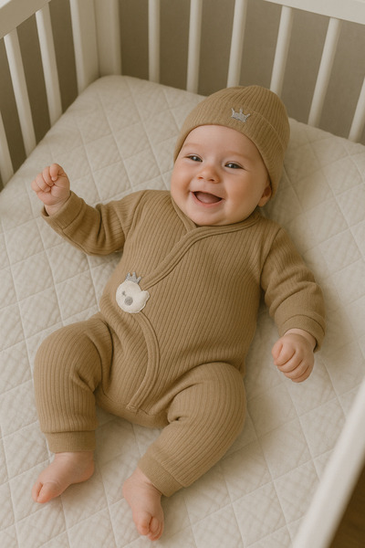 Cherub Baby Fitilli Kumaş Kruvaze Kuş Nakışlı Kız Bebek Tulum